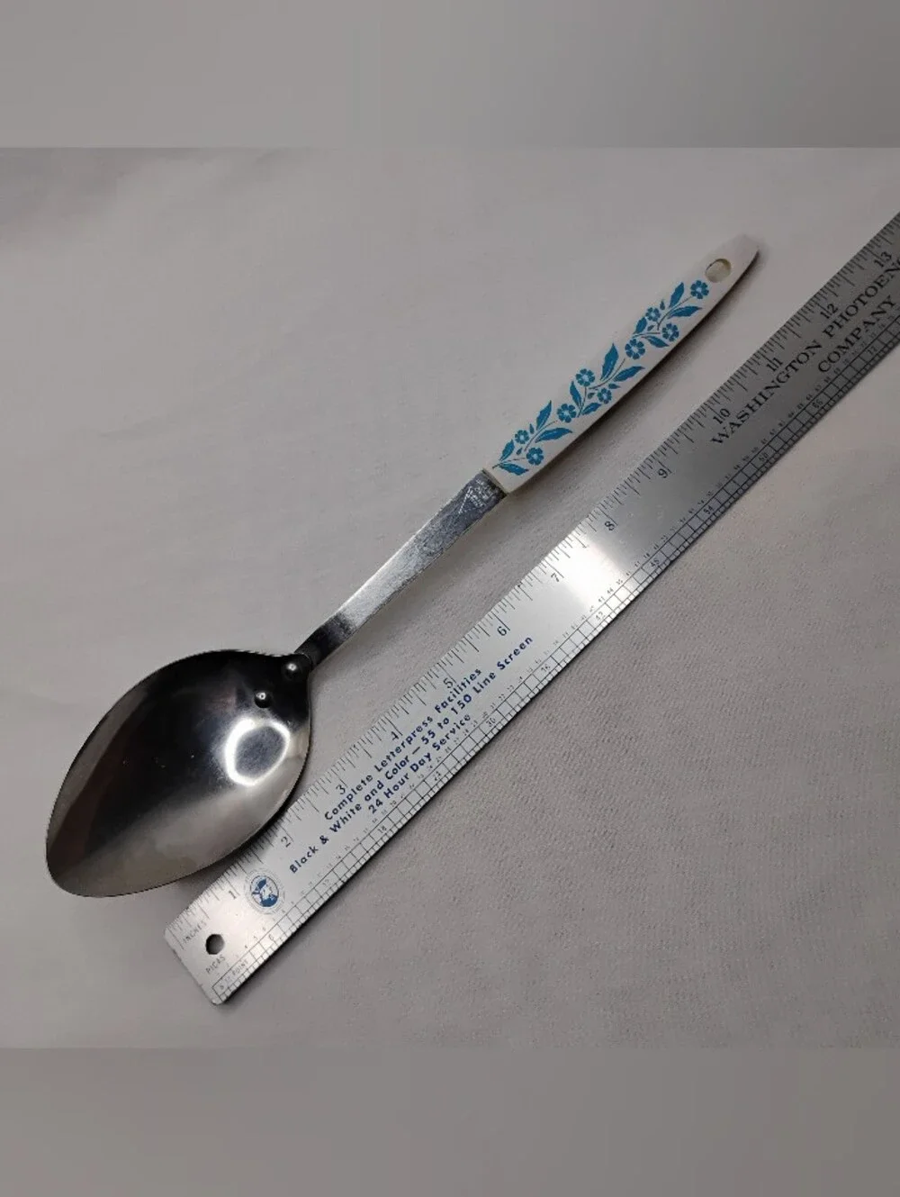 Vintage 70s 80s Household Japan Stainless Steel Metal Serving Spoon Retro Floral